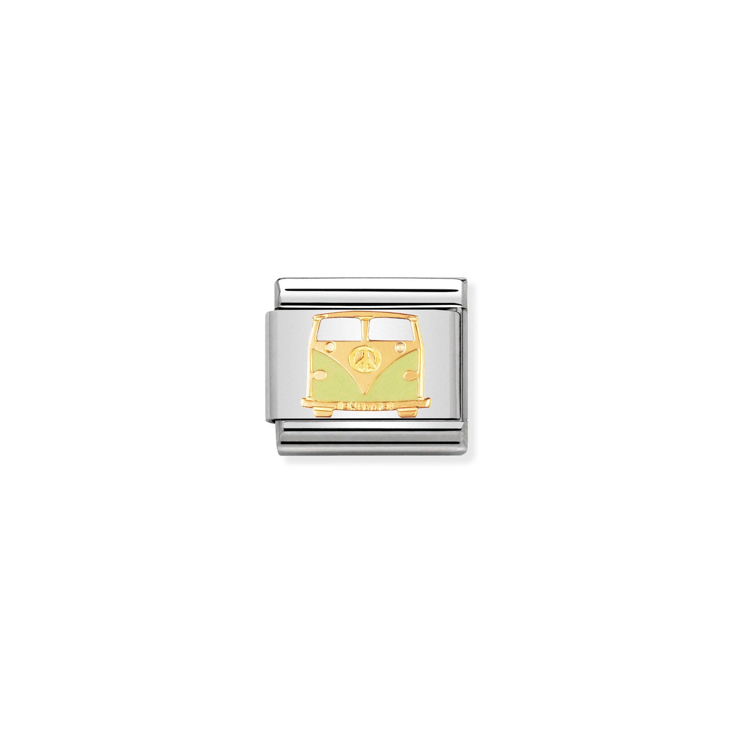 Nomination Composable Classic Stainless Steel and Yellow Gold 'Peace and Love' Enamel Charm