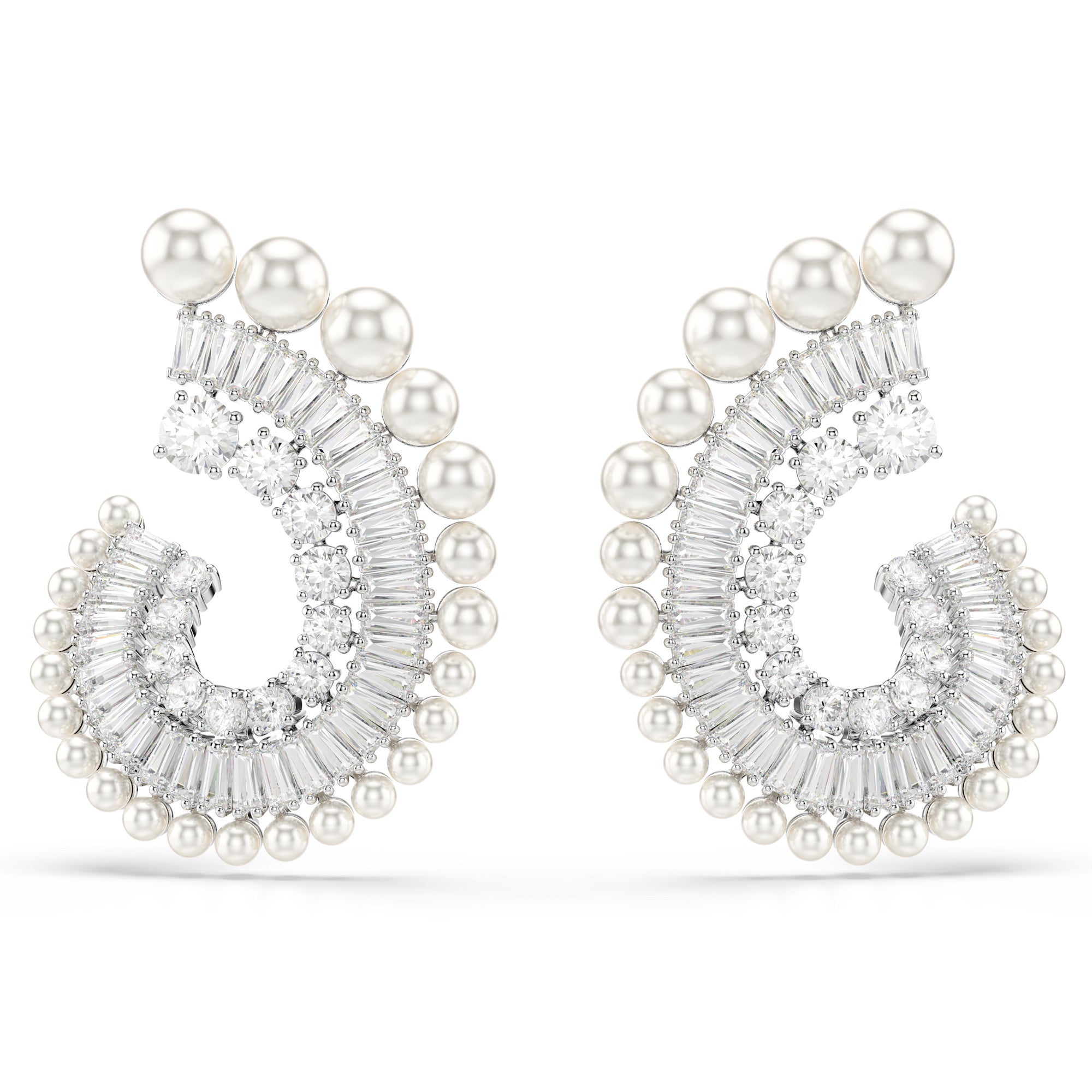 Swarovski Ariana Grande SS25 Capsule Pearl Stud Earrings - Rhodium Plated - White
