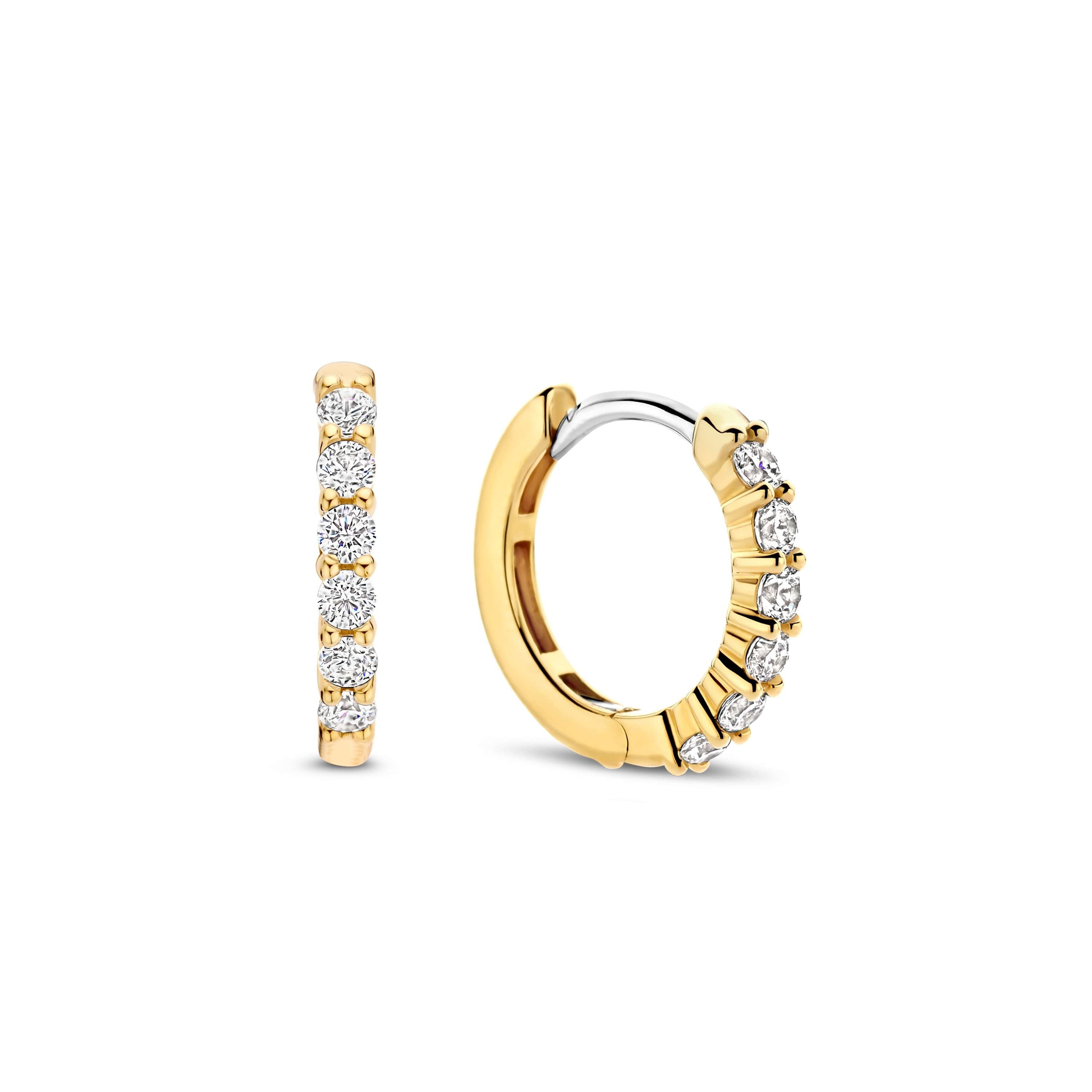 Ti Sento Gold Plated Cubic Zirconia Hoop Earrings 14mm