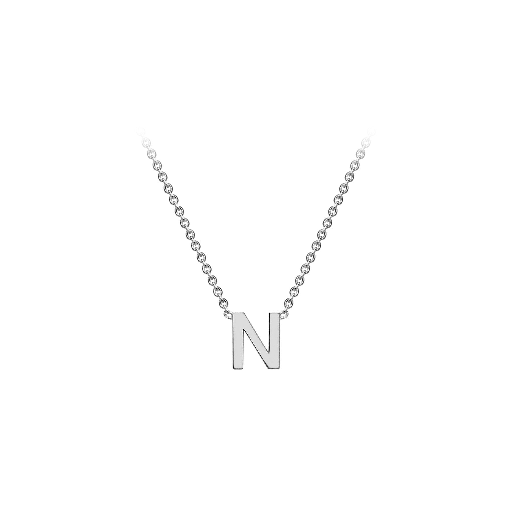 Sterling Silver Mini Initital 'N' Necklace 15'-17'