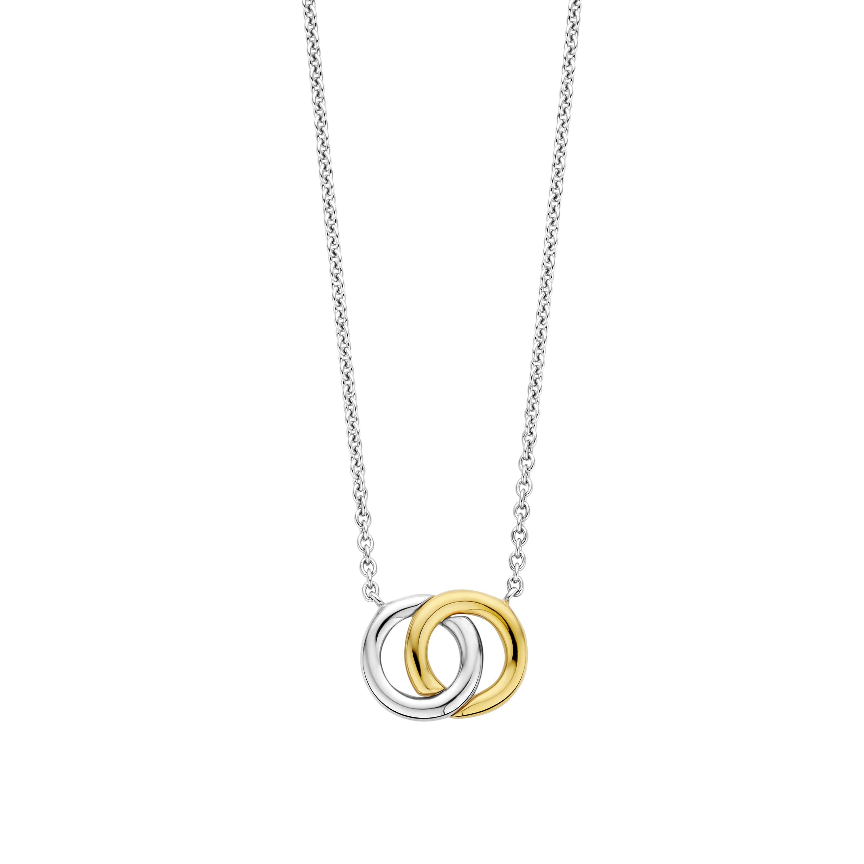 Ti Sento Sterling Silver And Gold Plated Interlocking Circles Necklace