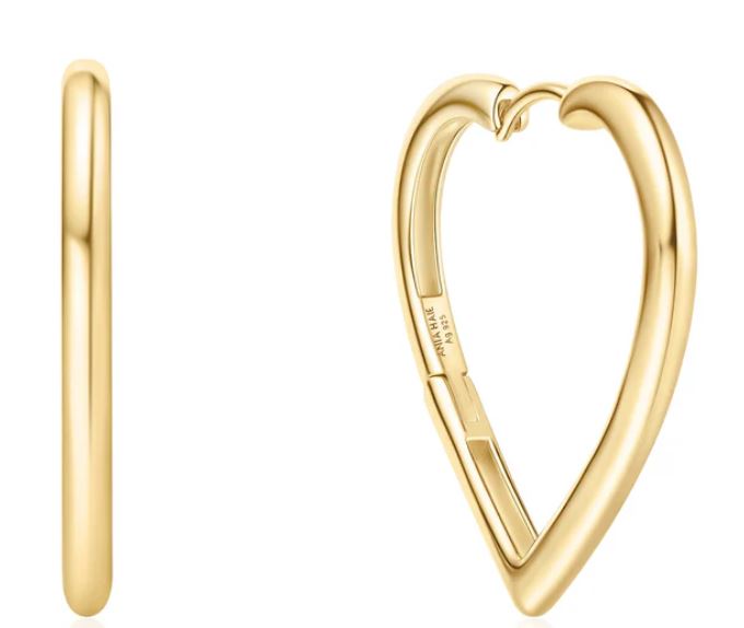 Ania Haie Silver and Yellow Gold Plated Large Heart Hoop Earrings 30 x 2.5mm