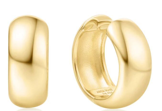 Ania Haie Sterling Silver Yellow Gold Plated Chubby Medium Huggie Hoop Earrings