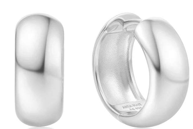 Ania Haie Silver Chubby Medium Huggie Hoop Earrings 12mm