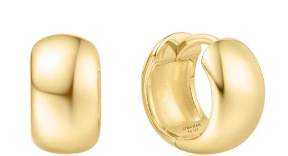 Ania Haie Silver and Yellow Gold Plated Chubby Small Huggie Hoop Earrings 8.5mm