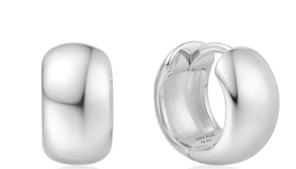 Ania Haie Silver Chubby Small Huggie Hoop Earrings 8.5mm