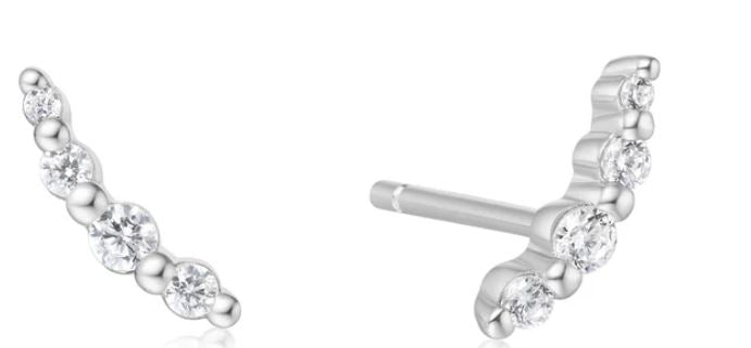 Ania Haie Silver Beaded Cubic Zirconia Stud Earrings 7 x 2.8mm