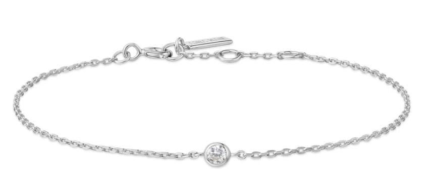 Ania Haie Silver Cubic Zirconia Bezel Set Bracelet 16.5-18.5cm