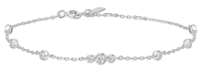 SS CZ Bezel Set Stn Bclt 16.5-18.5cm
