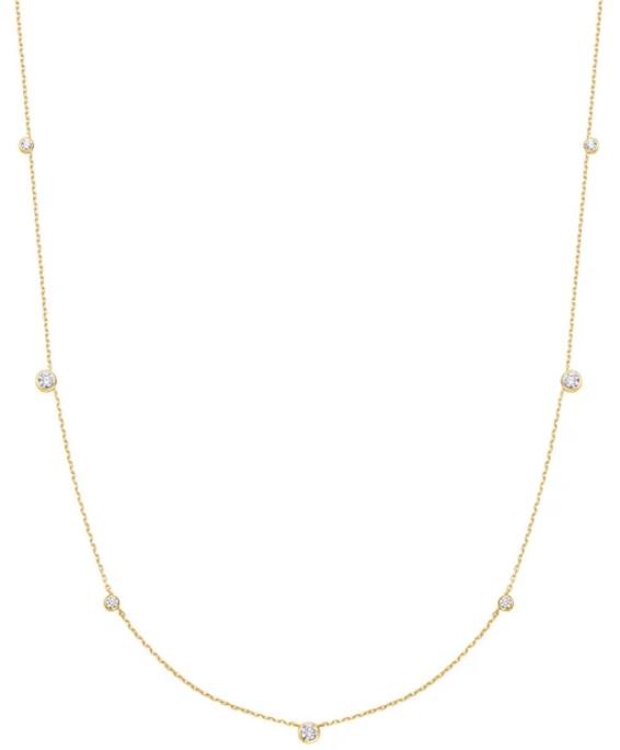 Ania Haie Gold Plated Cubic Zirconia Bezel Set Station Necklace 66cm