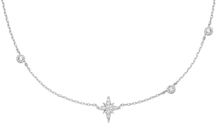 Ania Haie Silver Eight-Pointed Star Cubic Zirconia Station Necklace 40-47.5cm
