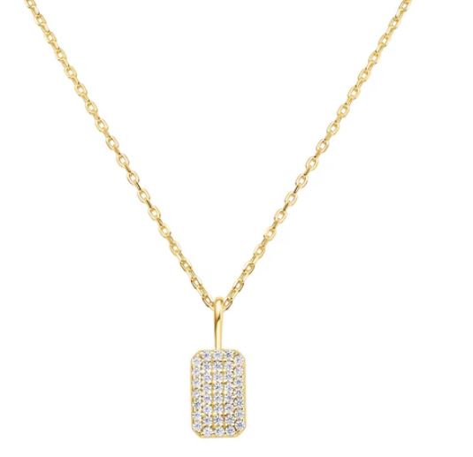 Ania Haie Gold Plated Cubic Zirconia Pavé Rec Pendant 43-48cm