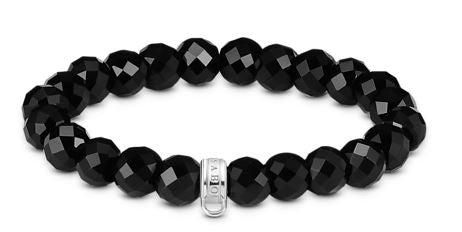 Thomas Sabo Sterling Silver Oval Obsidian Beads Ring