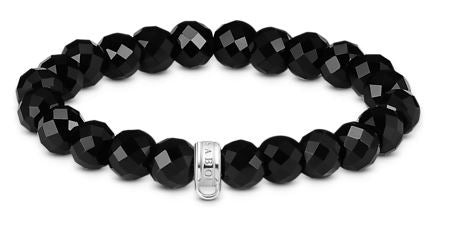 SS OV Obsidian Beads Bclt 19cm