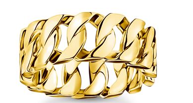 Thomas Sabo Sterling Silver Yellow Gold Plated Wide Chain Link Ring