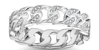 Thomas Sabo Sterling Silver Chain Link Ring with Cubic Zirconia