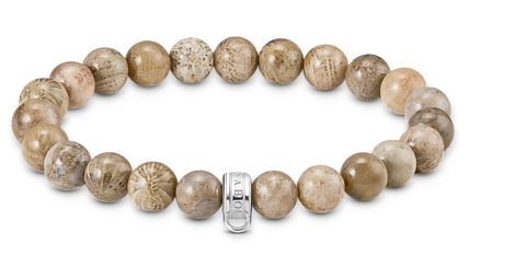 Thomas Sabo Sterling Silver Daisy Jasper Beads Bracelet with Logo Ring