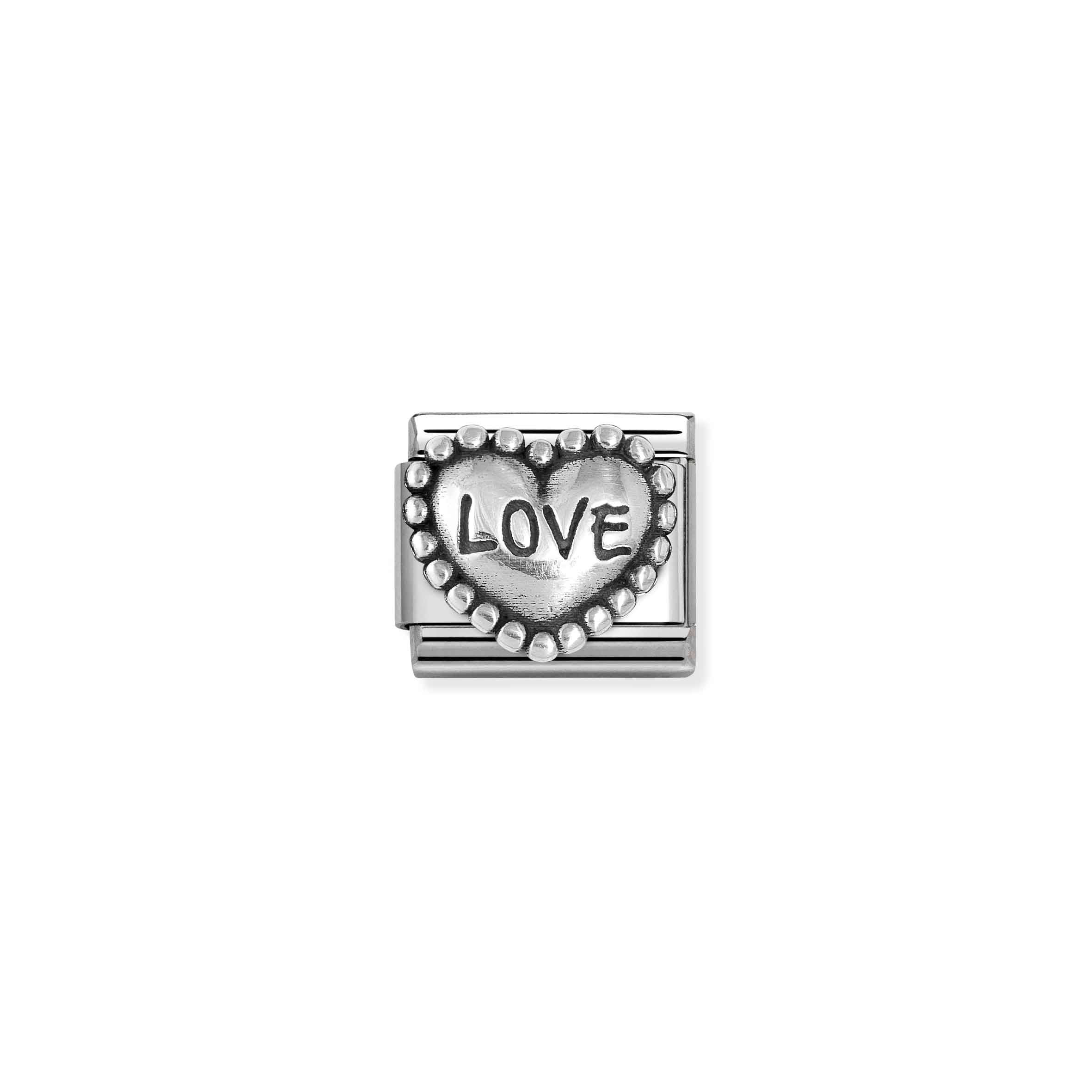 Nomination Composable Classic Oxidised Symbols Love Dotted Heart Charm