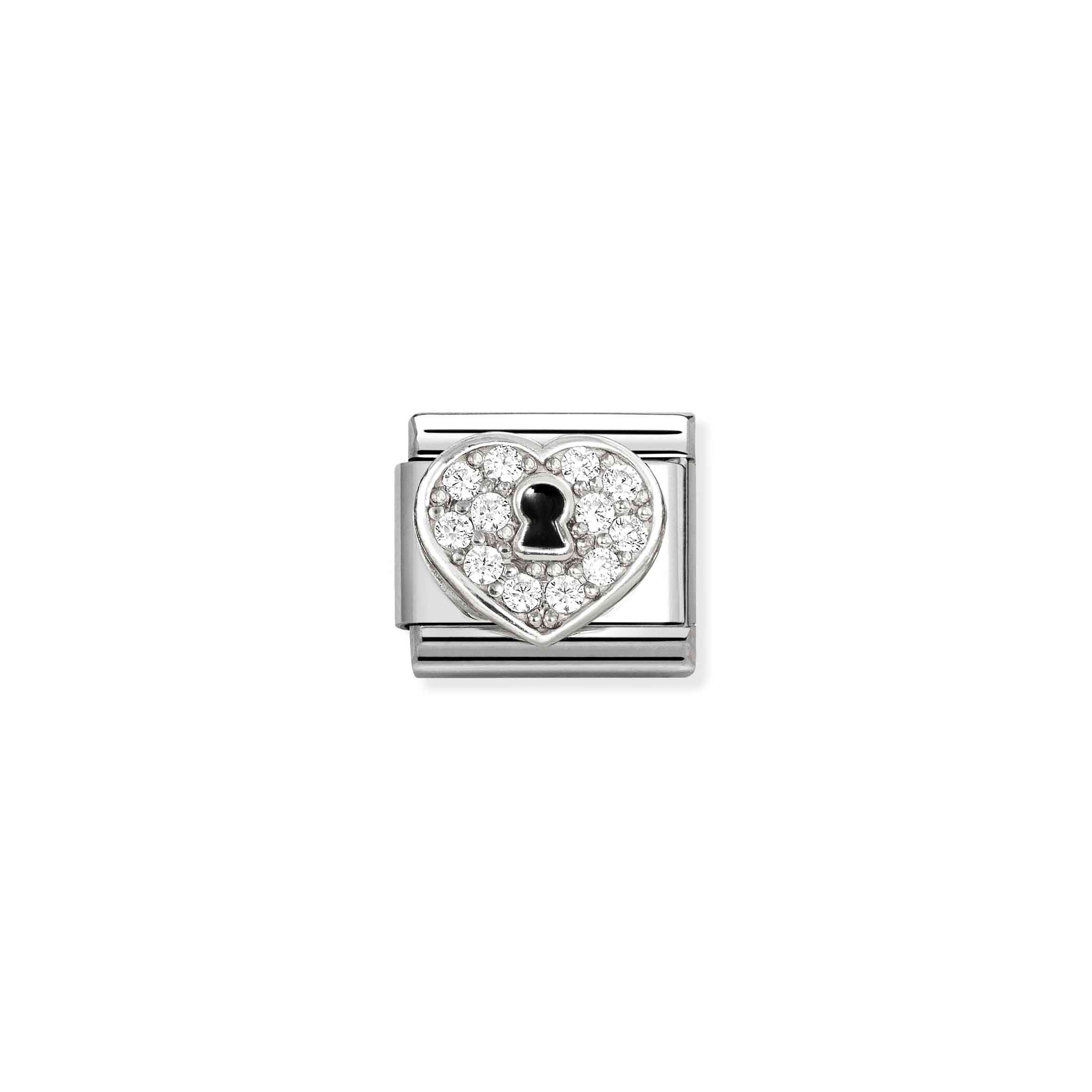 Nomination Composable Classic Sterling Silver & CZ Heart Padlock Link