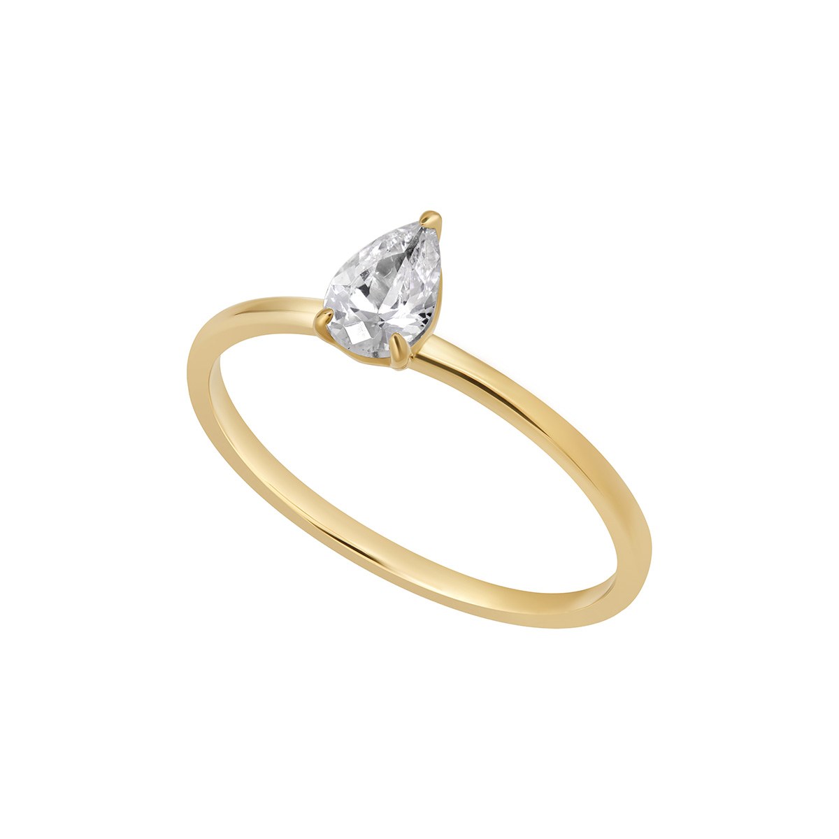 9ct Yellow Gold Pear Shape Cubic Zirconia Ring