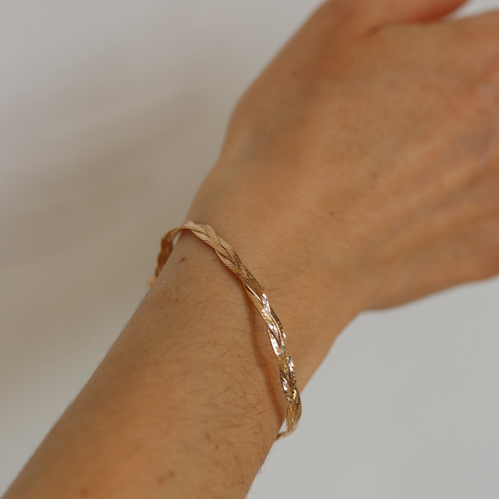 Syra - Yellow Gold Plated Double Snake Chain Bracelet 17cm