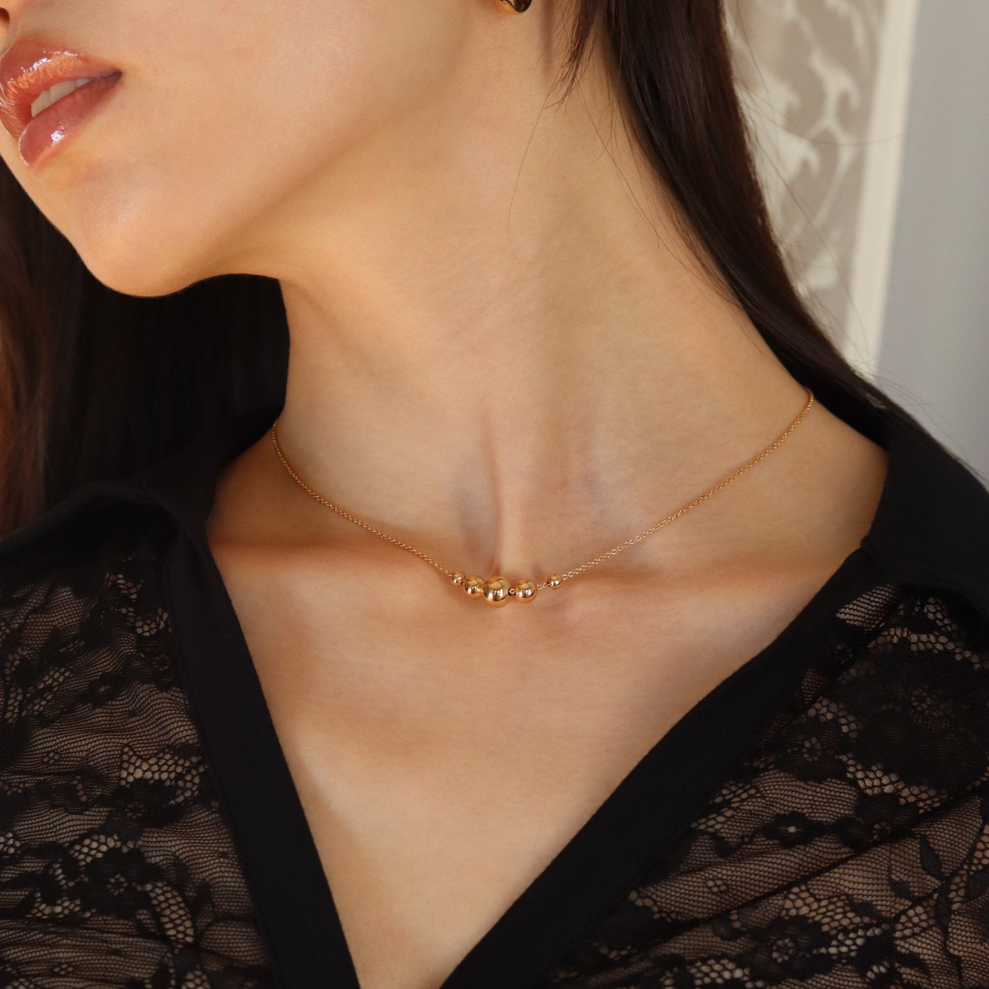 Wildflower - Yellow Gold Plated Ball Necklace 45cm