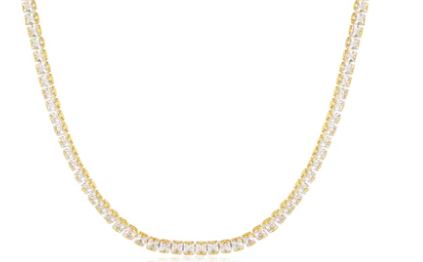 Burren - Saskia, Yellow Gold Plated CZ Tennis Chocker Necklace 38cm