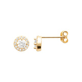 Crossed Destiny - Yellow Gold Plated CZ Halo Stud Earrings
