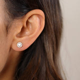 Crossed Destiny - Yellow Gold Plated CZ Halo Stud Earrings