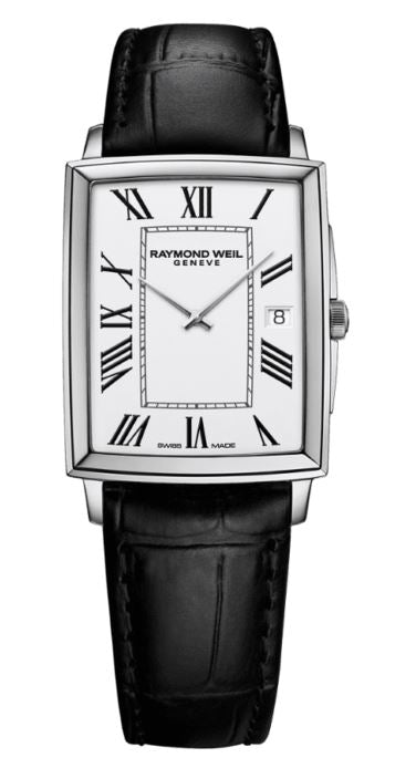 Raymond Weil Toccata 37x29mm White Dial Black Leather Strap Quartz Mens Watch