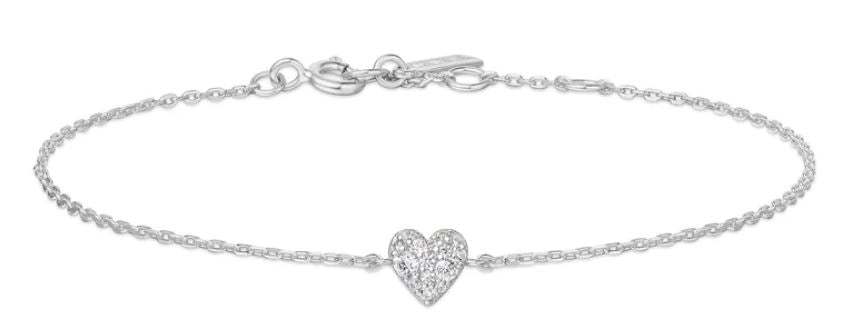 SS CZ Pavé Heart Bclt 16.5-18.5cm