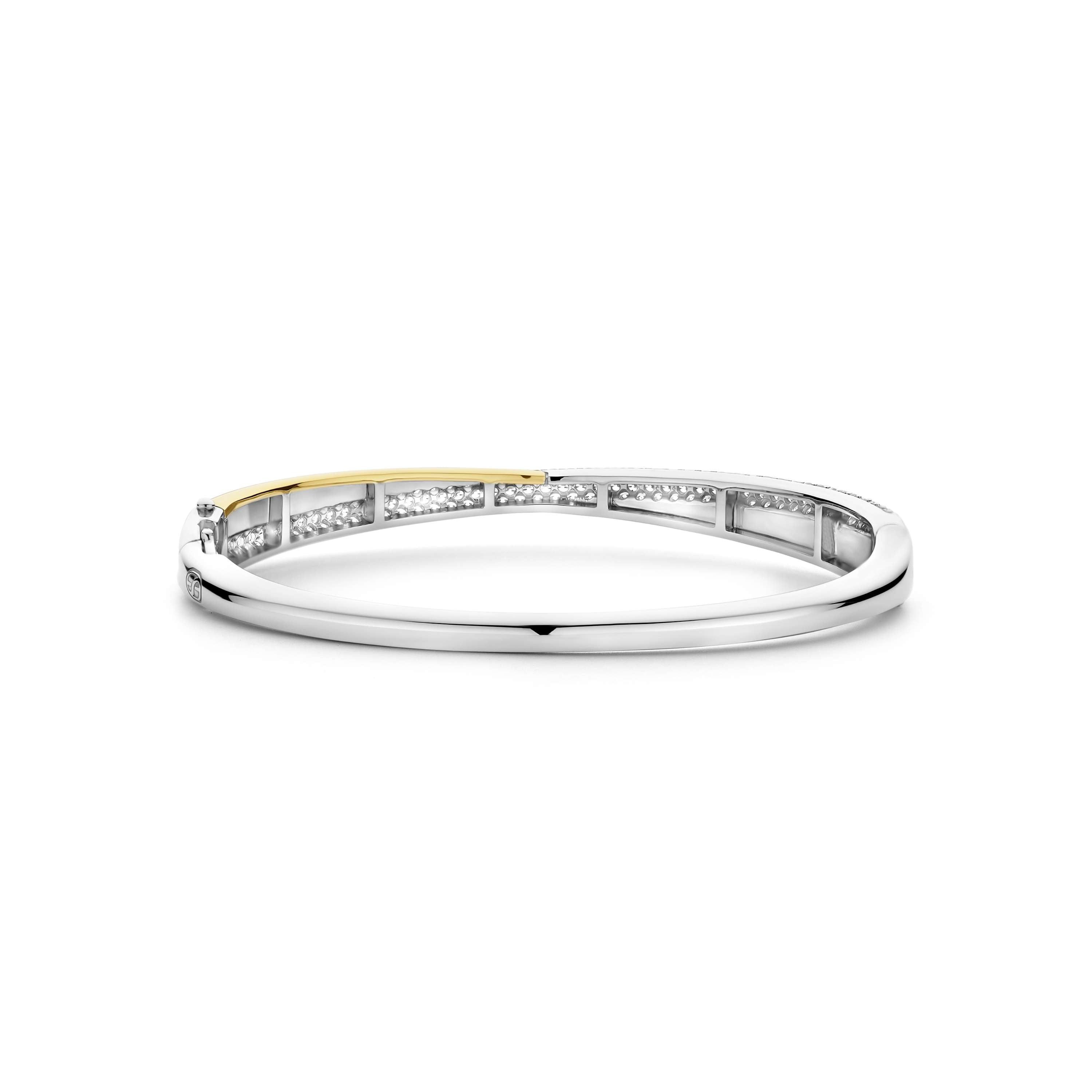Ti Sento Sterling Silver & Gold Plated Cubic Zirconia Crossover Bangle