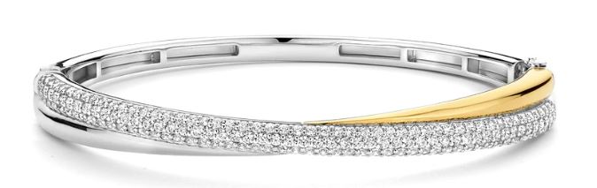 SS/YGP CZ X/Over Bangle