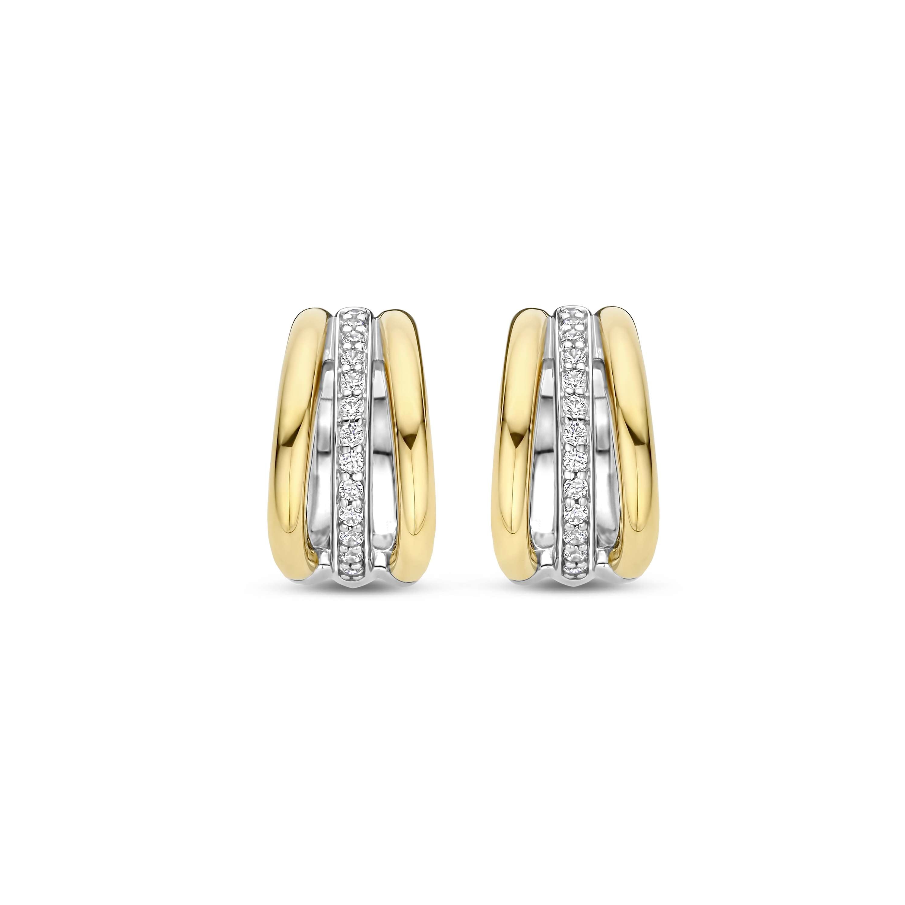 Ti Sento Sterling Silver & Gold Plated Triple Row Hoop Earrings