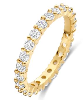 Ti Sento Band Ring - Cubic Zirconia, Silver & Gold, Size 58