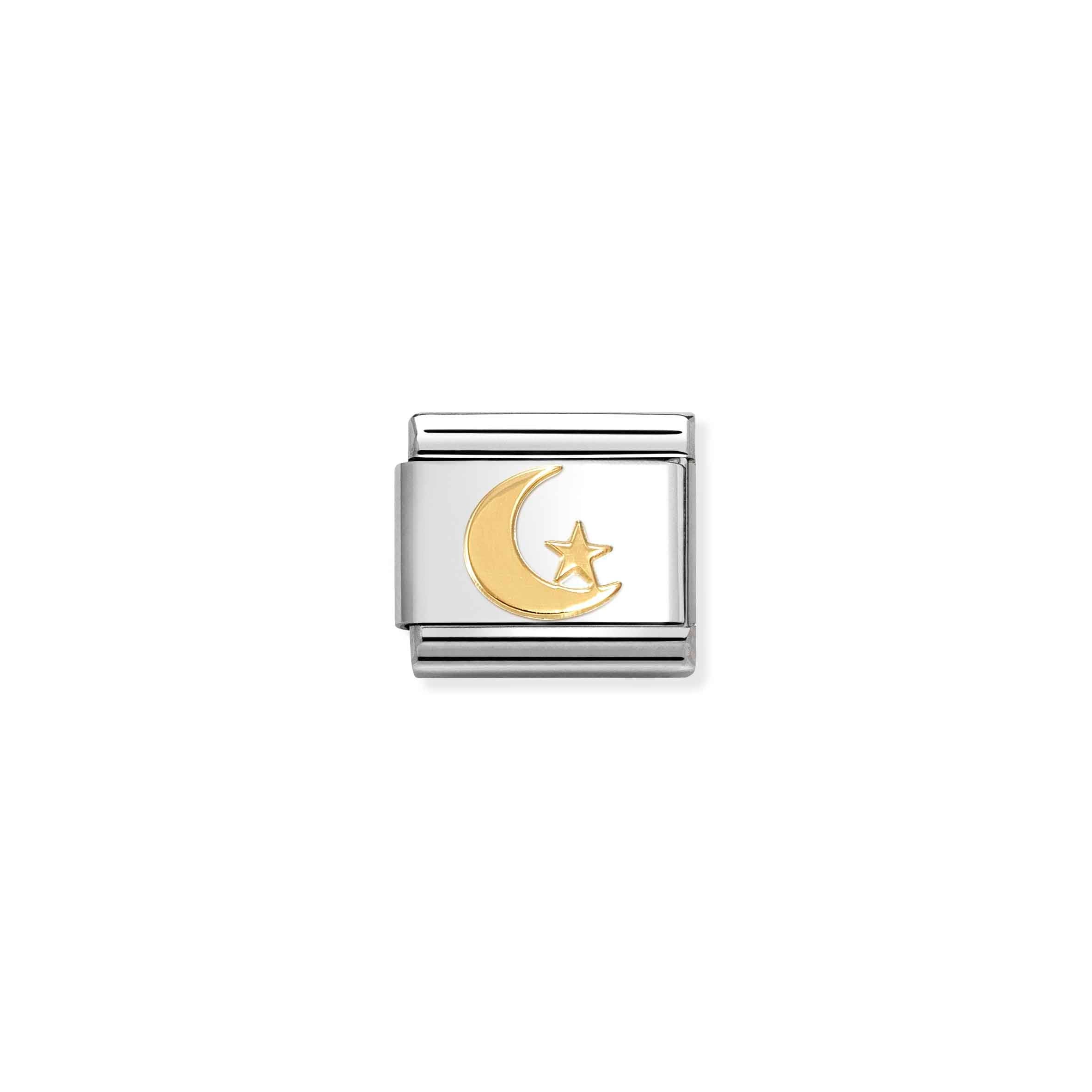 Nomination Composable Classic Fun Moon and Star Charm - Stainless Steel & Yellow Gold