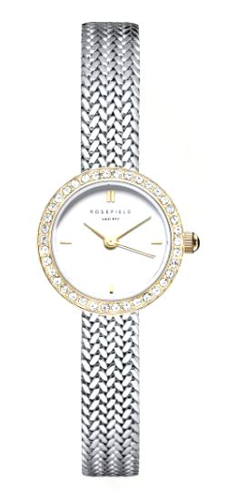 Rosefield Mini Small Edit Quartz Watch 20.4mm White Dial with Stone Set Bezel