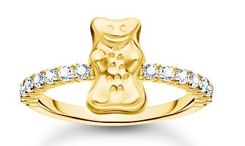 Thomas Sabo Sterling Silver Yellow Gold Plated Haribo Ring with Cubic Zirconia