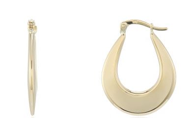 9ct Yellow Gold Created Sapphire & Cubic Zirconia Oval Hoop Earrings