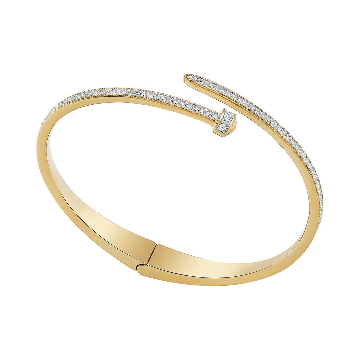 Sterling Silver Yellow Gold Plated Cubic Zirconia Nail Bangle