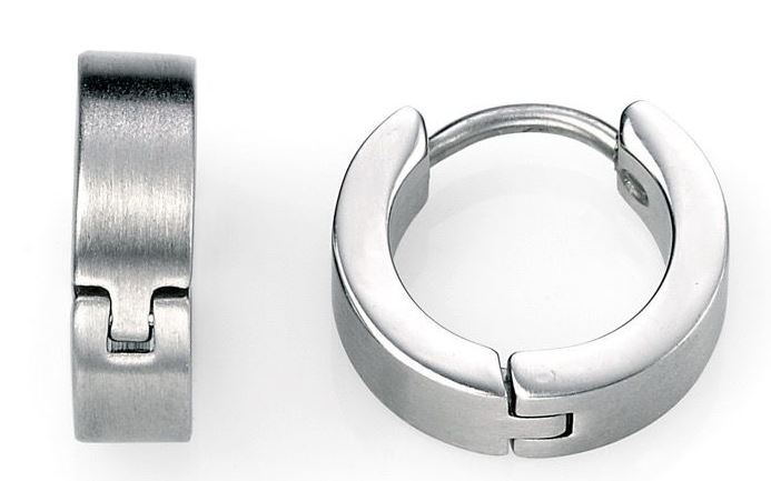 Fred Bennett 13mm Brushed Stainless Steel Hoop Earrings