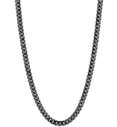 Fred Bennett Sterling Silver Gunmetal Plated Cuban Link Chain Necklace