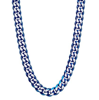 Fred Bennett Men's Blue IP Plated Stainless Steel Curb Chain Necklace