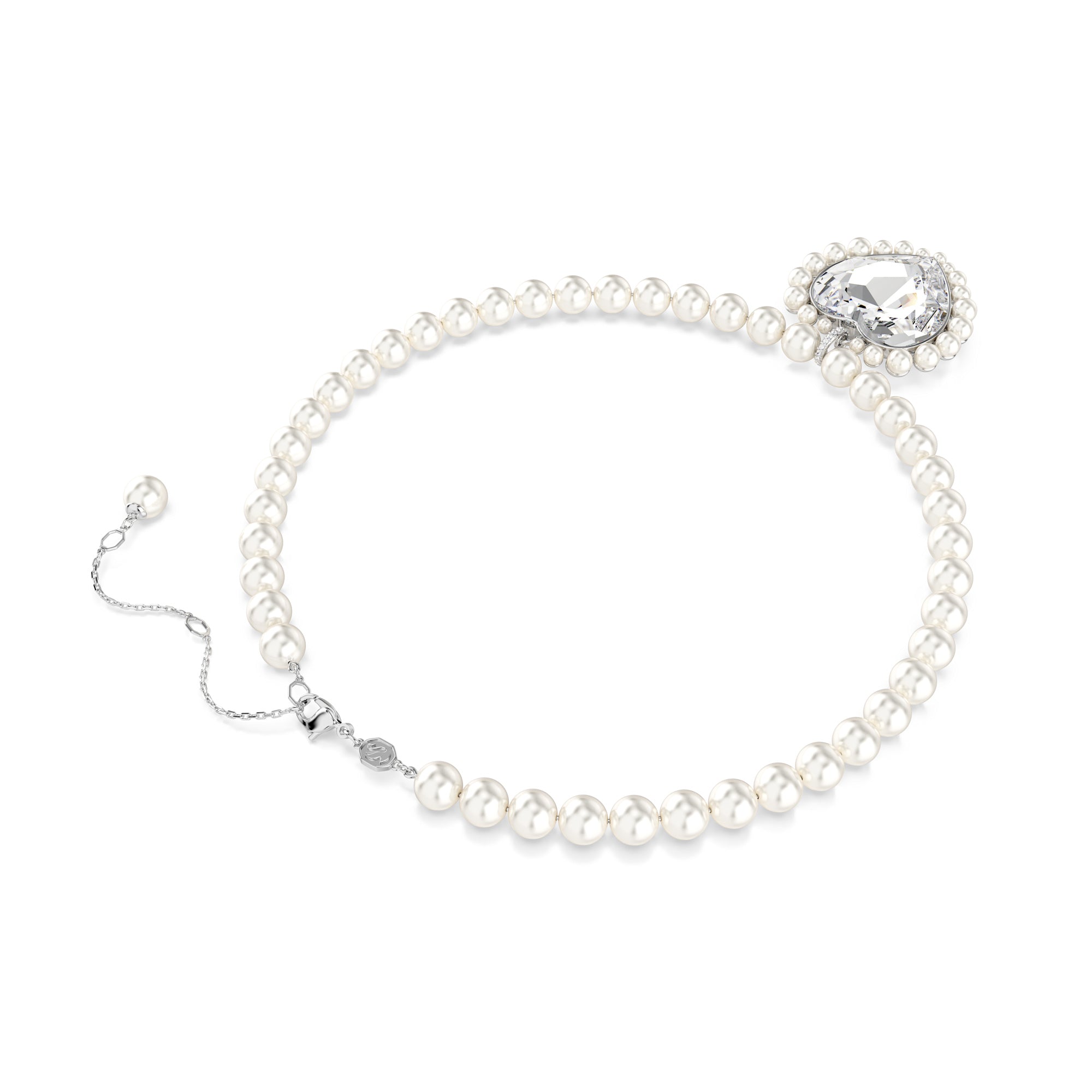 Swarovski Ariana Grande SS25 Capsule Necklace - Rhodium Plated - Crystal Pearl