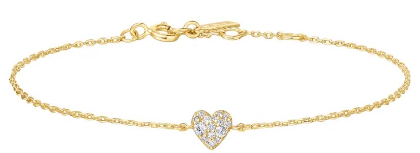 Ania Haie Gold Plated Cubic Zirconia Pavé Heart Chain Bracelet