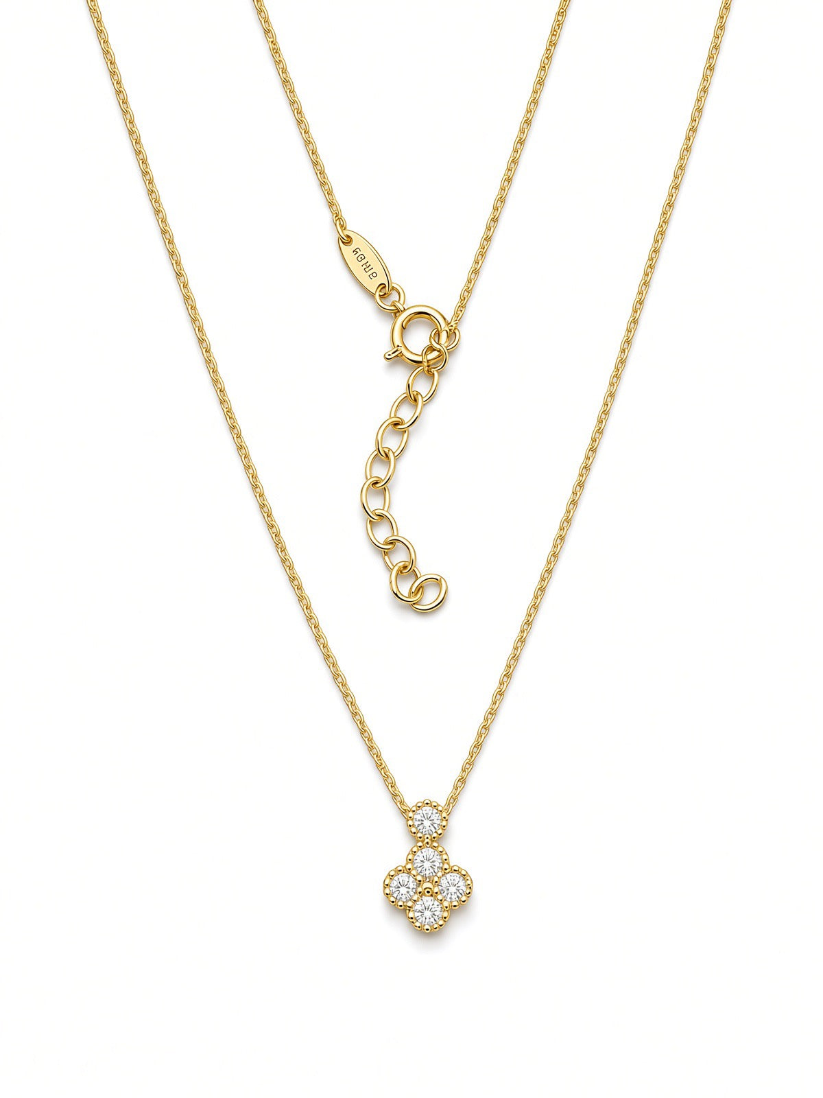 9ct Yellow Gold Cubic Zirconia Clover Pendant