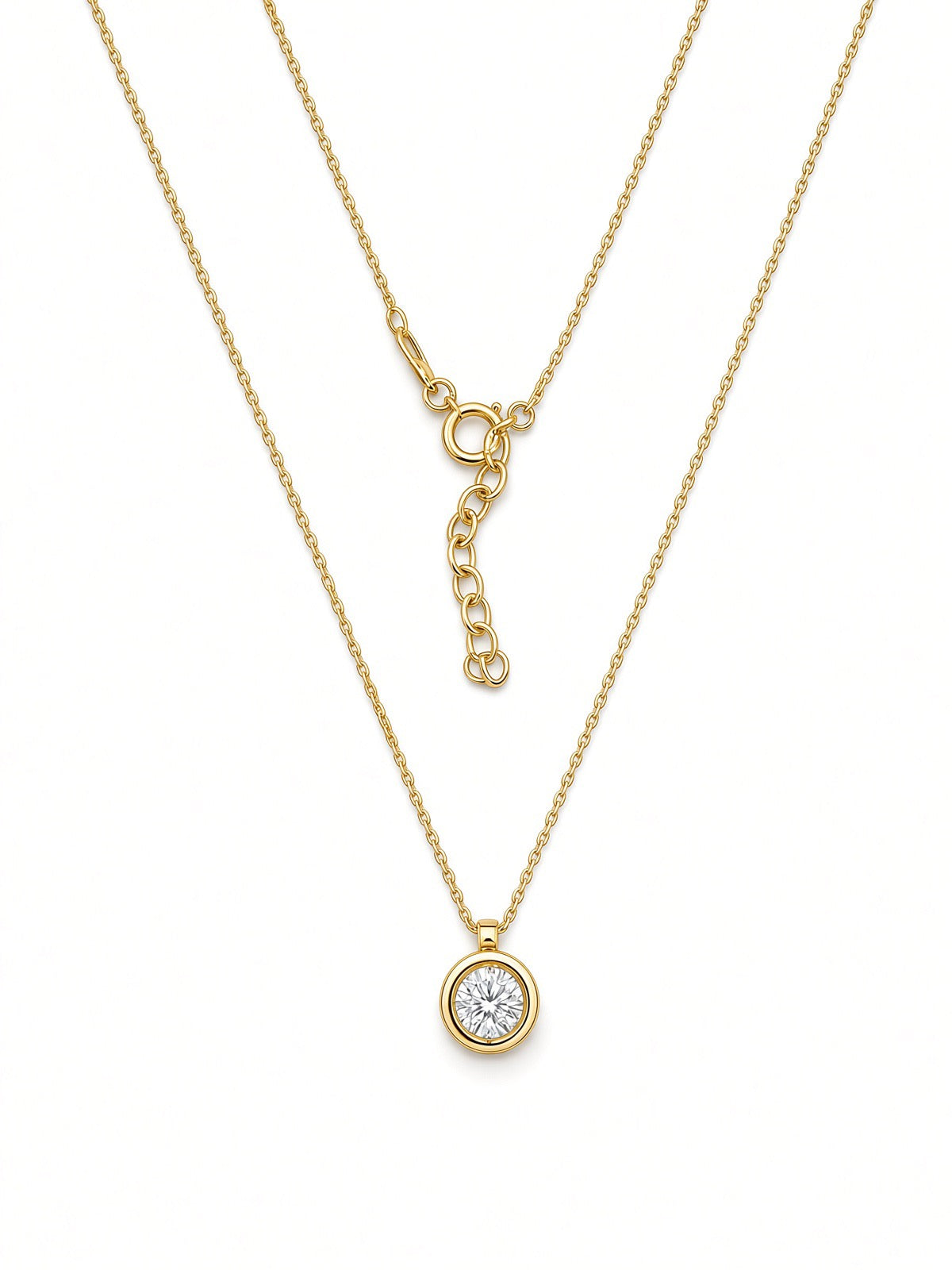 9cy Yellow Gold Beaded Bezel Set Cubic Zirconia Pendant