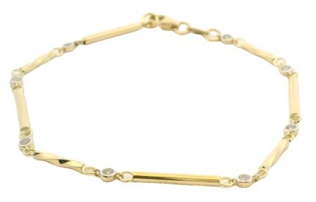 9ct Yellow Gold Cubic Zirconia Bar Link Bracelet
