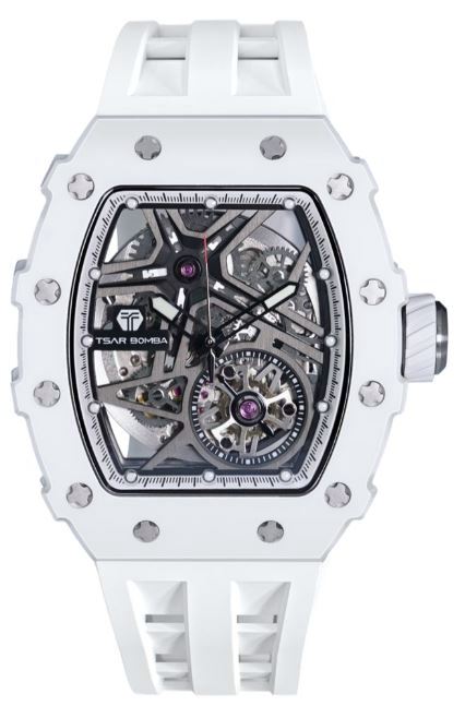 Tsar Bomba Elemental Series Ceramic Automatic Watch TB8209C-02 – White FKM Rubber Strap
