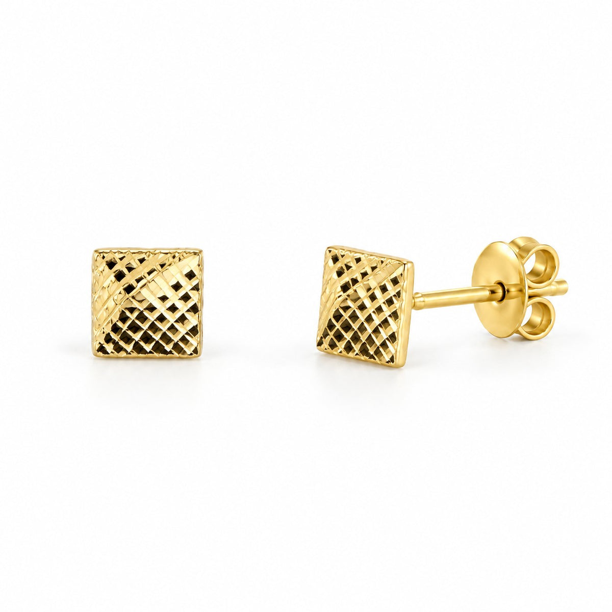 9ct Yellow Gold Pyramid Stud Earrings